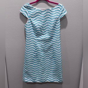 Lilly Pulizer Blue and White Daisy Dress with Keyhole Back